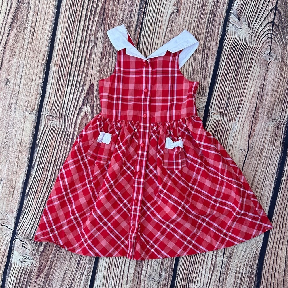 Janie and Jack Red Plaid Dress with White Collar